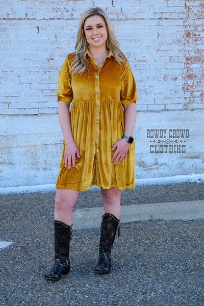Western Dress, Western Apparel, velvet Dress, Western Casual Dress, Western Wholesale, Western Boutique, Wholesale Clothing, cowgirl outfit, western dress, western dresses for women, mustard velvet dress, western attire, clothes western style, upscale western, western aesthetic, western wholesale clothing