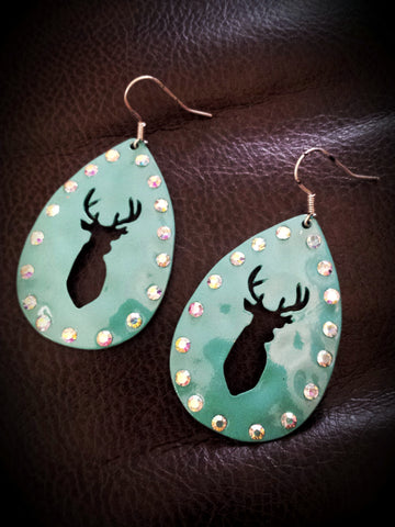 Turquoise Teardrop Deer Earrings