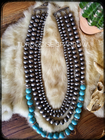 Turquoise & Navajo Pearl Necklace