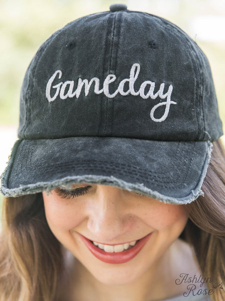 Gameday Embroidered Charcoal Black Cap