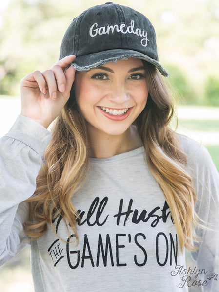 Gameday Embroidered Charcoal Black Cap