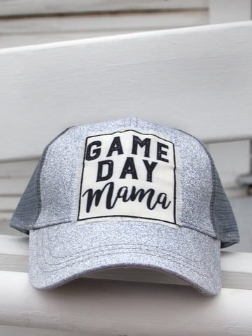 Game Day Mama Silver Glittery Cap